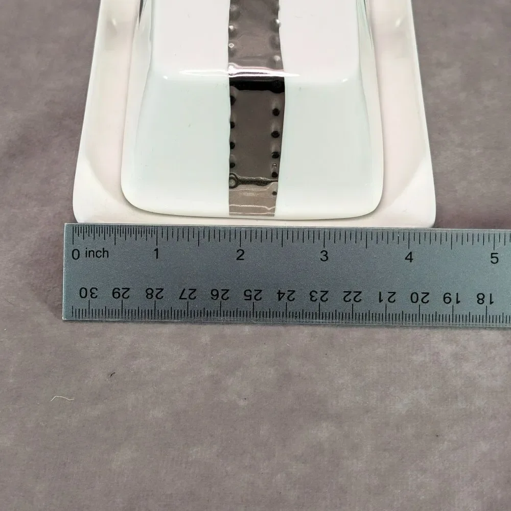 Cynthia Rowley New York Covered Butter Dish White Silver Bow Ribbon Present Gift